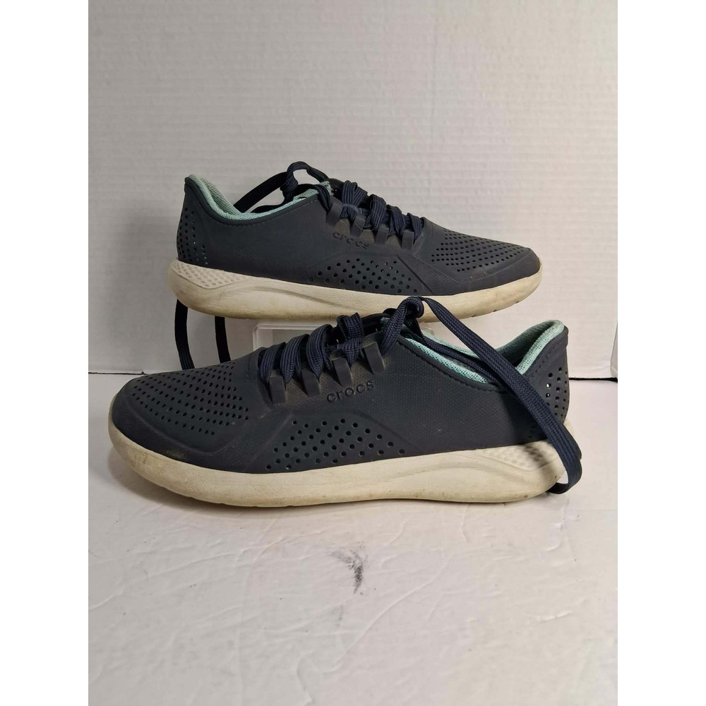 Crocs Literide Pacer Navy Blue‎ Lace Up Athletic Shoes Sneakers W9 READ